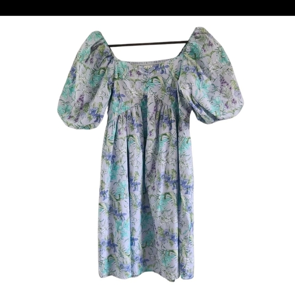 Janie and Jack Other - Janie And Jack Lavender Purple Floral Sweetheart Dress Puff Sleeves Girls 18